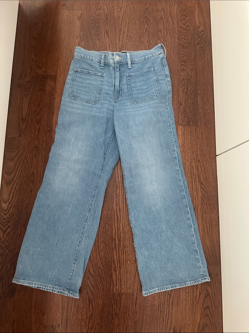 J. Crew Light Blue Wide Leg Jeans with Front Patch Pockets